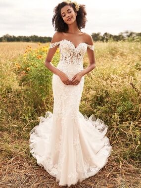 Lillian West 66193 “Bentley” Fit & Flare Wedding Dress + Veil | Size XL